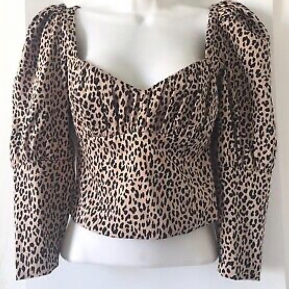 Zara cheetah print cropped blouse